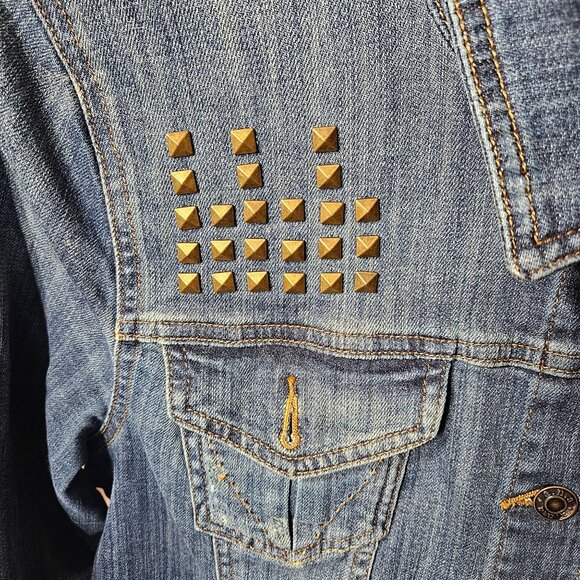 Ana Womens Studded Denim Jacket Large Blue - Picture 3 of 6